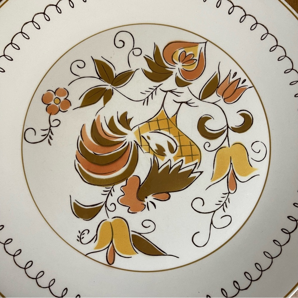 Vintage MCM Mikasa Cera-Stone Tamago 10.5" Dinner Plates Rooster Retro - Picture 7 of 7